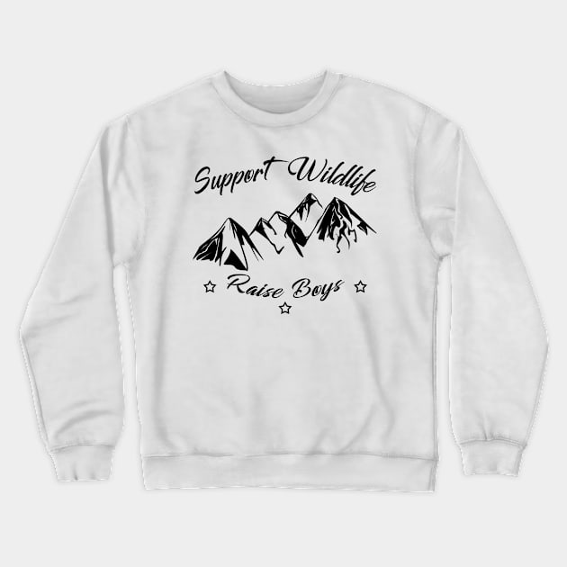 Support Wildlife Raise Boys Crewneck Sweatshirt by irenelopezz